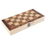 Jeu d'�checs et de backgammon pliable 3 en 1 en bois 34 x 34 cm
