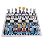 Jeu d'�checs en bois pour enfants, jouets de mod�lisation de dessins anim�s, blanc et noir