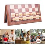 Jeu d'�checs en bois sculpt� a la main, professionnel et portable