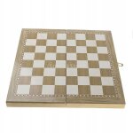 Jeu d'échecs / dames / backgammon 3 en 1, portable et pliable, en bois clair Jeu d'échecs / dames / backgammon 3 en 1, portable et pliable, en bois clair