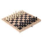 Jeu d'�checs pliable en bois, grand format 300 x 300 mm, plateau de jeu noir, durable, portable, mat�riau ...