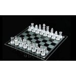 Jeu d'chec en verre echiquier en verre 32 pices 25 cm