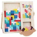 Jeu d'empilage de cubes en bois avec briques multicolores, casse - t�te tetris pour enfants - un