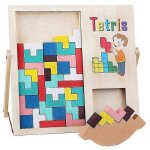 Jeu d'empilage de cubes en bois avec briques multicolores, casse - tête tetris pour enfants - un Jeu d'empilage de cubes en bois avec briques multicolores, casse - tête tetris pour enfants - un