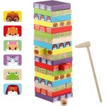 Jeux a empiler 54 pi�ces, jouet tour de blocs empilables en bois pour gar�on et fille, jeux a empiler ...