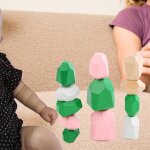 Jeu a empiler pour b�b�, jeu d'equilibre, blocs de construction en pierres de bois, pour enfants en bas ...