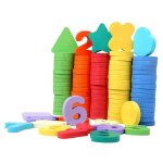 Jeu a empiler pour enfants, blocs de construction math�matiques, montessori, jouets en bois, reconnaissance ...