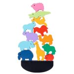 Jeu d'quilibre a empiler en bois, blocs de construction colors, dessin anim, animal, dinosaure, jouets ...