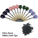 Jeu de flchettes professionnelles  pointe souple, 12 pices, avec embouts en plastique supplmentaires, ...