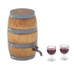 Jeu de gobelets miniatures en forme de tonneau a vin pour maison de poupe, pour la cuisine ou le pub, ...