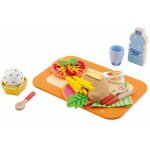 Jeu d imitation - plateau petit dejeuner 29 pieces - accessoire dinette - jouet en bois