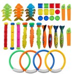Jeu de jouets de plonge, ensemble de bagues trsors, cadeau de piscine sous marine pour enfants, lancer ...