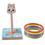 Jeu de lancer d'anneaux panda en bois pour enfants - jouet d'activit� amusant, 9x9x14. 7cm