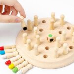Jeu de mmoire en bois pour enfants, jeu d'checs et de morpion, jeu de mmoire educatif, jeu de blocs, ...