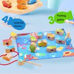 Jeu de pêche en perles montessori pour enfants, blocs de construction en bois, jeu educatif précoce Jeu de pêche en perles montessori pour enfants, blocs de construction en bois, jeu educatif précoce