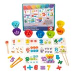 Jeu de perles en bois avec plateau a chevilles, jeu de correspondance des couleurs et des chiffres, jeu ...
