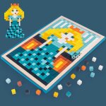 Jeu de pixels en bois pour enfants, ensemble de jouets educatifs, art de la mosaque, kit de puzzle