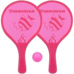 Jeu de plage - waimea - ballon de plage animal en 3 parties rose - mixte - 2 raquettes, 1 balle