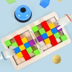 Jeu de plateau de course en bois montessori, blocs de cubes colors, puzzle, cadeaux pour tout - petits, ...