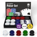 Jeu de poker 110 jetons pour 2 - 4 joueurs - kit complet avec tapis, bouton de donneur, grande et petite ...