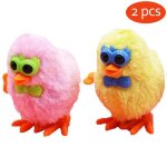 Jeu de poussin en peluche 2 pices, lunettes, jouet, horloge, poulet sauteur, cadeau, couleur, livraison ...