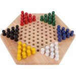 Jeux de soci��t�� de construction en bois pour dames chinoises, ensemble classique halma halma, pi��ces ...
