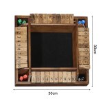 Jeu de soci�t� avec 10 chiffres et rabats en bois pour 4 personnes, avec bo�te ferm�e, 4 faces, fournitures ...