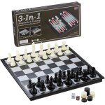 Jeu de société 3 en 1, echecs, dames, backgammon, magnétique, lxp 32x32cm, pliable, noir et blanc Jeu de société 3 en 1, echecs, dames, backgammon, magnétique, lxp 32x32cm, pliable, noir et blanc