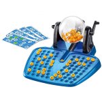 Jeu de societe bingo loto bleu avec distributeur de boules, 90 boules num�rot�es, 48 cartes et des jetons ...