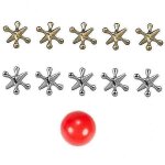 Jeu de socit classique 3xjacks, croix en mtal, boule, osselets, fivestones