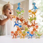 Jeu de soci�t� a empiler cr�atif dinosaure montessori, jeu de jenga arc - en - ciel, blocs de construction ...