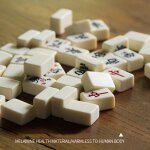 Jeu de soci�t� mini mahjong, ensemble de 144 pi�ces, chiffres et caract�res chinois sculpt�s de fa�on ...