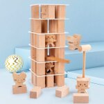 Jeu de souris et de chat en bois pour enfants, blocs a empiler sensoriels, tour d'equilibre, cadeau pour ...