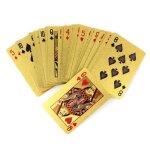 Jeu de table de poker en feuille d'or, etanche, de luxe, magique, 54 pi�ces / ensemble