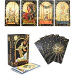 Jeu de tarot 78 cartes version anglaise feuille d'or, avec guide, conception etanche, mat�riau pvc noir ...
