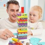 Jeu de tour en bois avec animaux et couleurs, jeu de socit educatif pour enfants de 3 a 9 ans, cadeau ...
