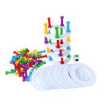 Jeu de ds tour colore pour enfants, blocs en bois, amusant, jeu de ds, jeu de table, jeu de fte educatif, ...