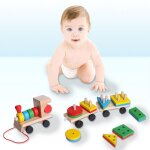 Jeu de train en bois pour b�b�, jeu de blocs g�om�triques, planche de tri, jouet educatif montessori ...
