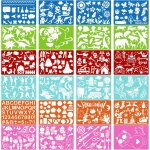 Jexnovashop - 24pcs pochoir de dessin color� pour enfants, animaux papillon licorne dinosaure mod�les ...