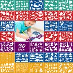 Jexnovashop - 30pcs pochoir de dessin color� pour enfants, animaux sir�ne dinosaure requin lettre mod�les ...
