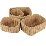 Jexnovashop - lot de 4 paniers de rangement en corde de papier tress, paniers empilables, pour salle ...