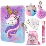 Jexnovashop - journal intime fille, 6 pices carnet secret licorne enfant avec cadenas et cl, 160 pages ...