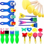 Jexnovashop - kit d'eponges et brosses de peinture - 21 pi�ces pour enfants, artisanat, diy et apprentissage ...