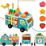 Jgd - tracteur cube d'activites en bois 5 en 1 avec xylophone attrape insectes arrache radis et trieur ...