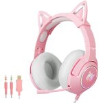 Jkum - casque oreillette de chat, casque de jeu rose avec microphone, oreilles de chat détachables, son ... Jkum - casque oreillette de chat, casque de jeu rose avec microphone, oreilles de chat détachables, son ...