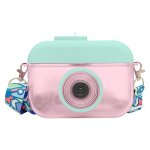 Jolies bouteilles d'eau avec paille, en forme d'appareil photo, avec sangle d'�paule r�glable, portable, ...