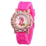 Jolie montre licorne rose pour enfants, montre - bracelet diamant, bracelet en cuir, dessin anim, quartz ...