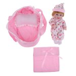 Jolie poupe de bb fille en silicone souple de 11 pouces, avec sac de couchage / berceau, cadeau d'anniversa ...