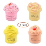 Jouet anti - stress pour enfants, 4 pices, slime au citron, caf, pastque, non collant, slime, anti ...