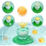 Jouets de bain pour b�b� et enfant en bas age avec jet d'eau, forme de lions dans un bateau, a placer ...